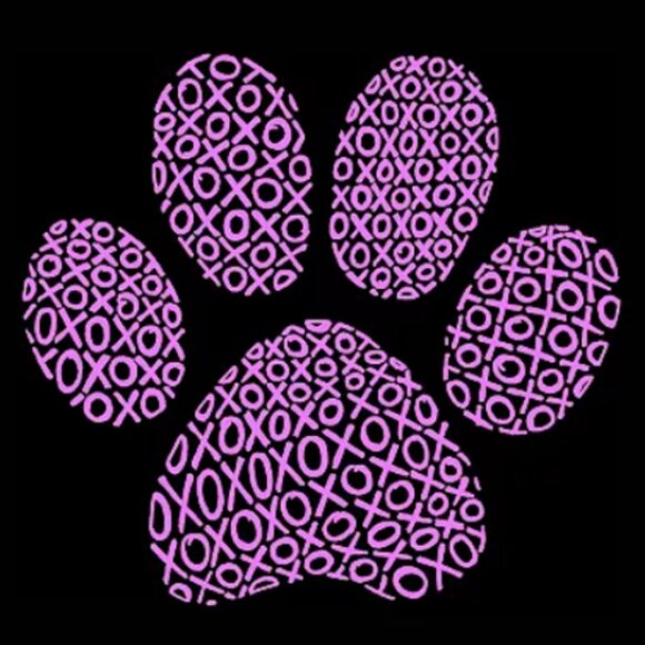 Dog Pawprint XOXO Short Sleeve Black Tee Purple Word Art Women's XL NEW - Picture 5 of 6